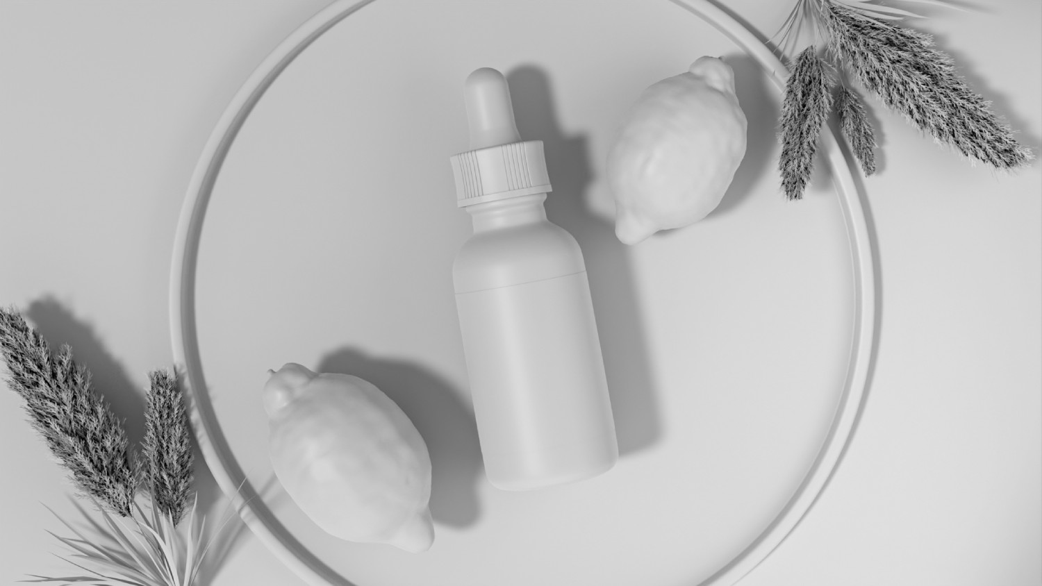 A face serum bottle render in gray color.