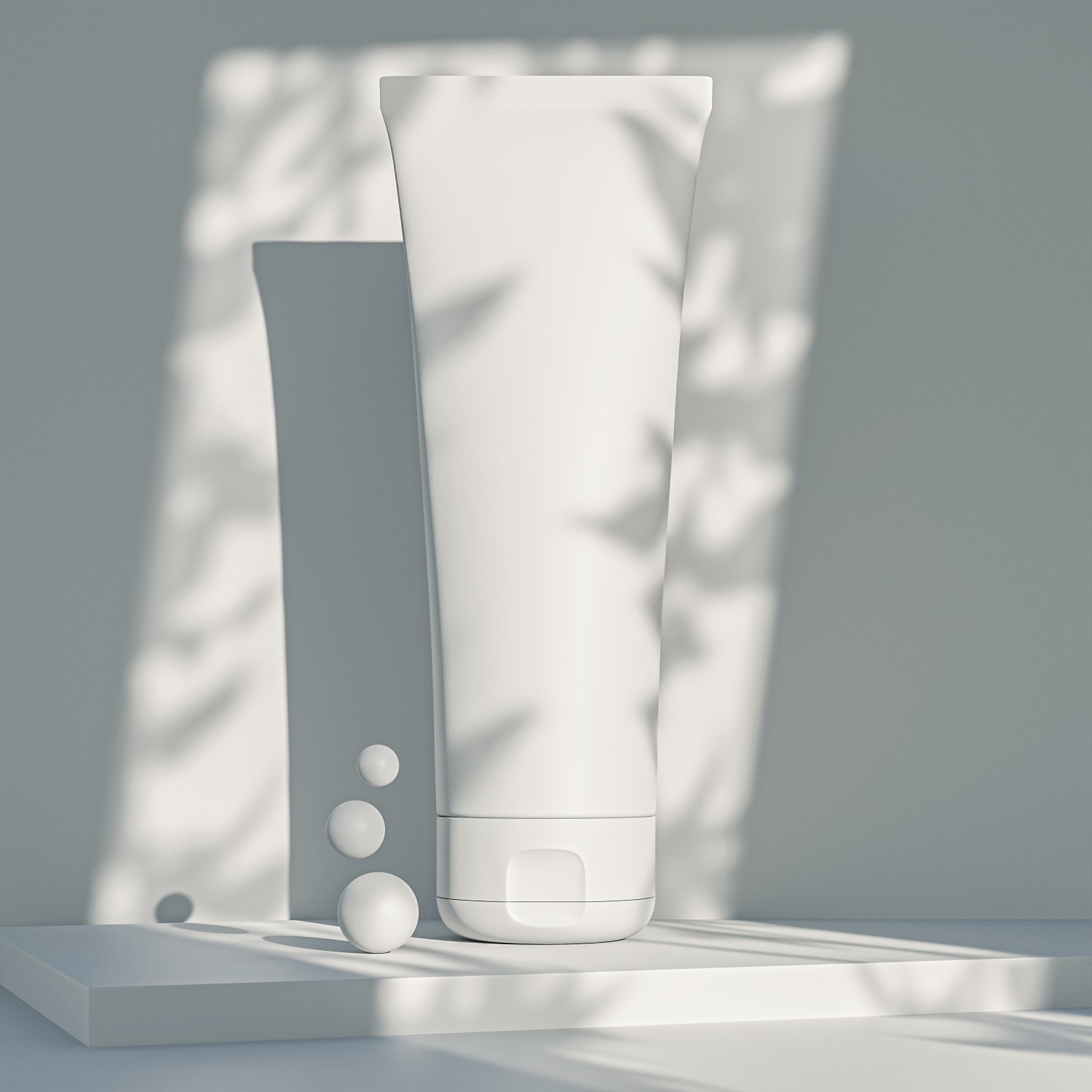 Face wash bottle render in gray color.